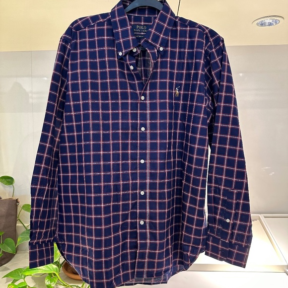 Polo by Ralph Lauren: Men's Plaid Custom Slim Fit Button Down - Picture 1 of 3